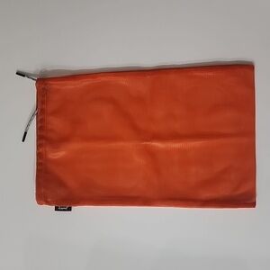Junes Sustainable Reusable Nylon Mesh Drawstring See-Through Orange Bag NWOT